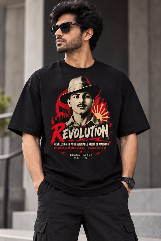 Bhagat Singh — Revolution Graphic Oversized T-Shirt