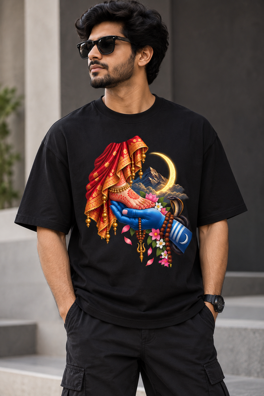 Shiva & Parvati — Divine Balance Graphic Oversized T-Shirt