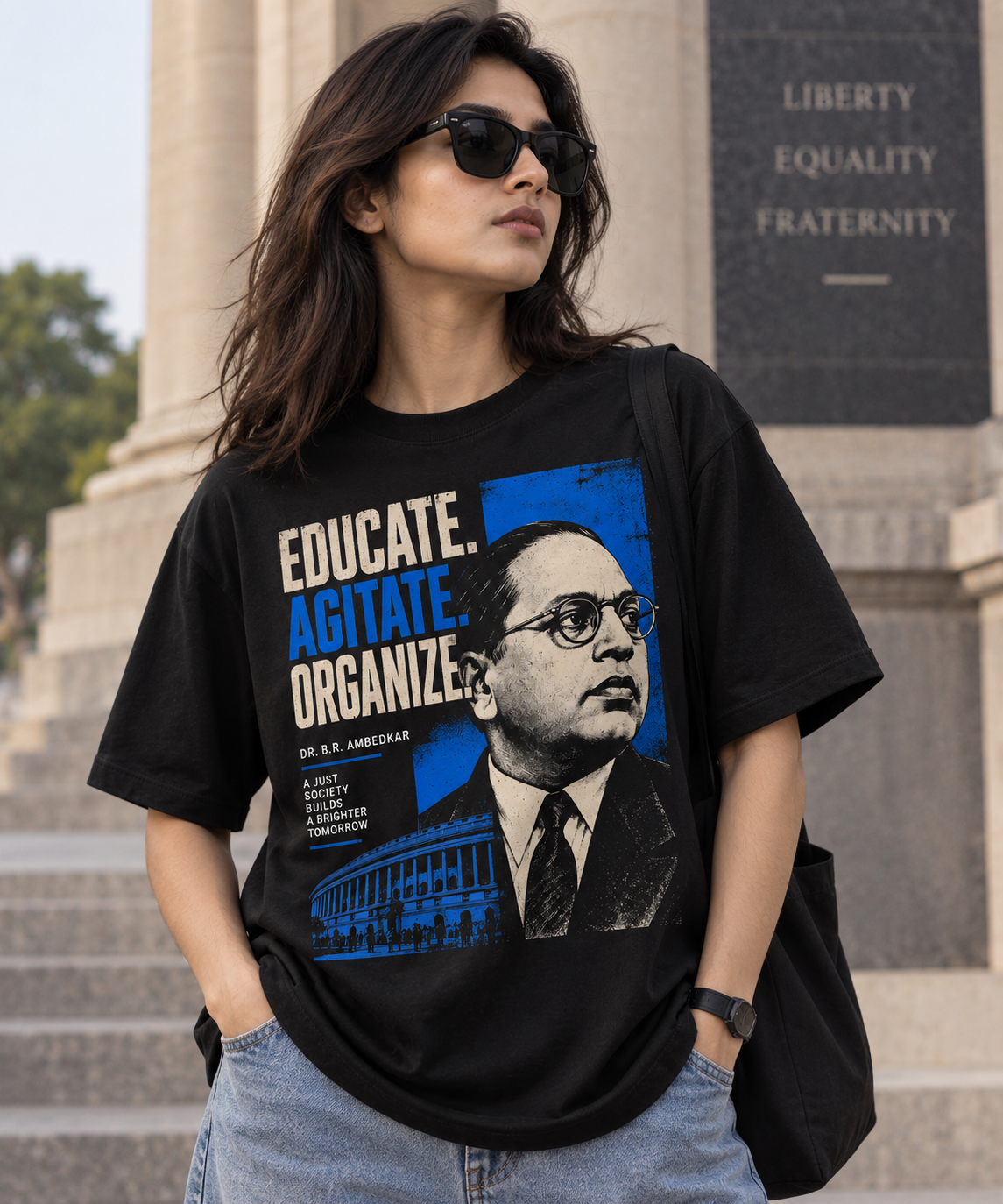 Educate. Agitate. Organize. — Ambedkar Graphic Tee | Black