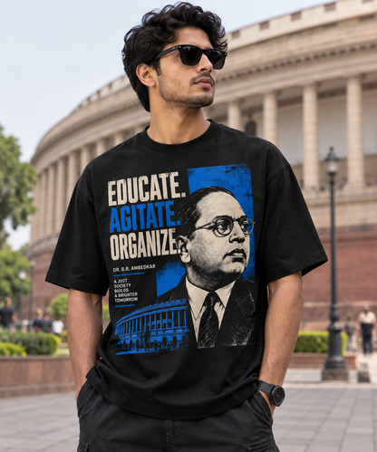 Educate. Agitate. Organize. — Ambedkar Graphic Tee | Black