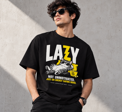 Lazy — Energy Saving Mode Graphic Oversized T-Shirt