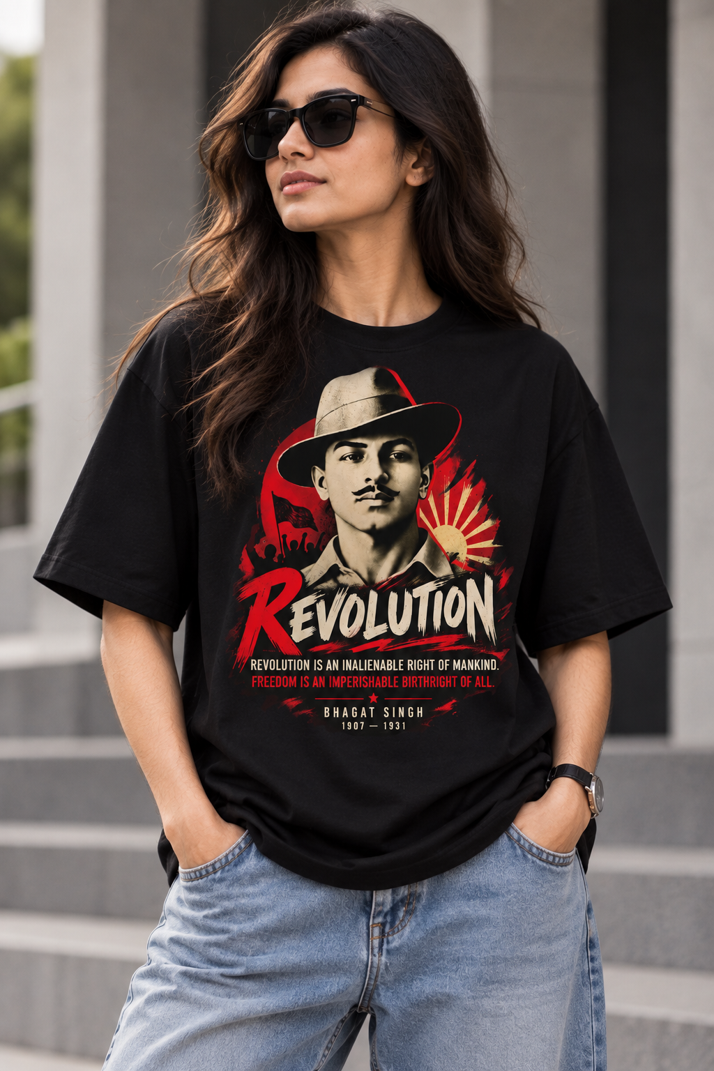 Bhagat Singh — Revolution Graphic Oversized T-Shirt